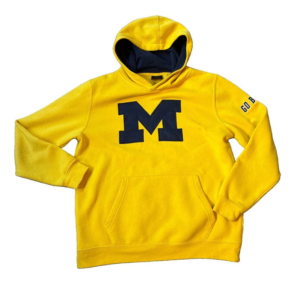 Michigan Wolverines Big Logo Youth Colosseum Volume Fleece Pullover Hoodie Sz L - Picture 2 of 12